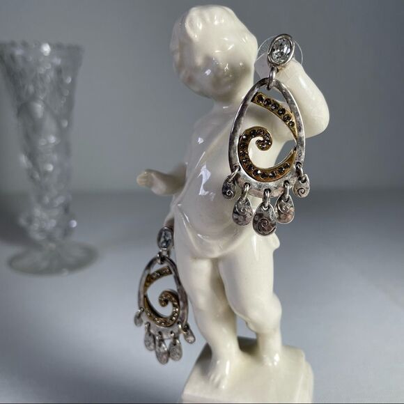 Dripping Glam gold silver and crystal earrings - Picture 9 of 9